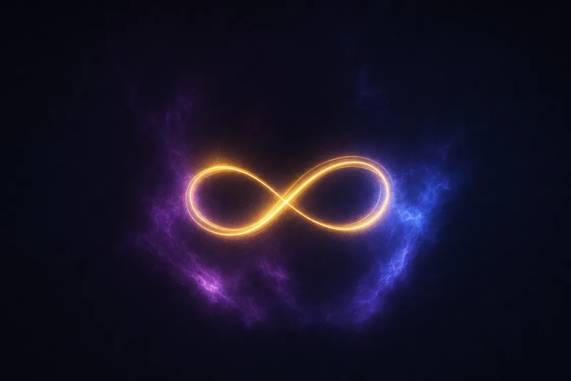 A glowing infinity symbol — own the studio forever