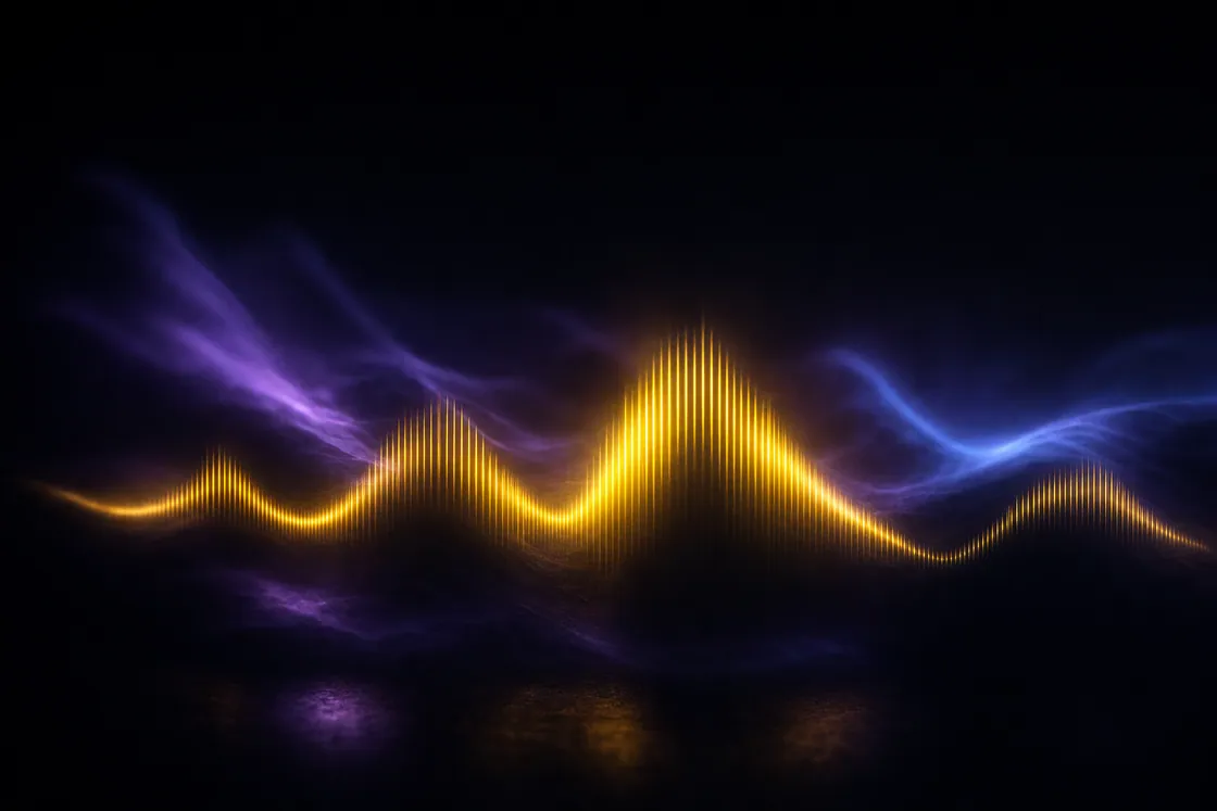 An abstract golden audio waveform — turn episodes into clips